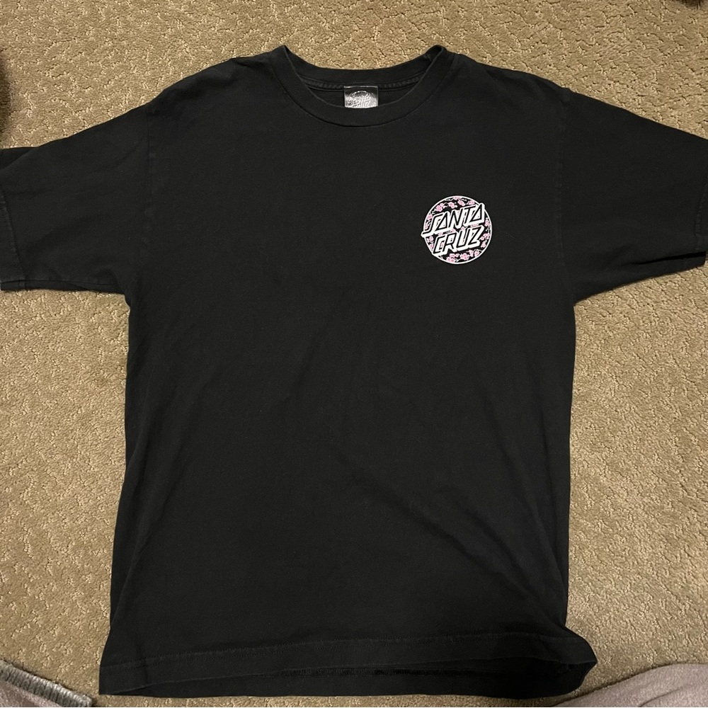 Santa Cruz relaxed fit black t shirt casual size small cherry blossom logo